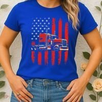 American Trucker Semi Truck Driver Trucking Women's T-Shirt thumb 2