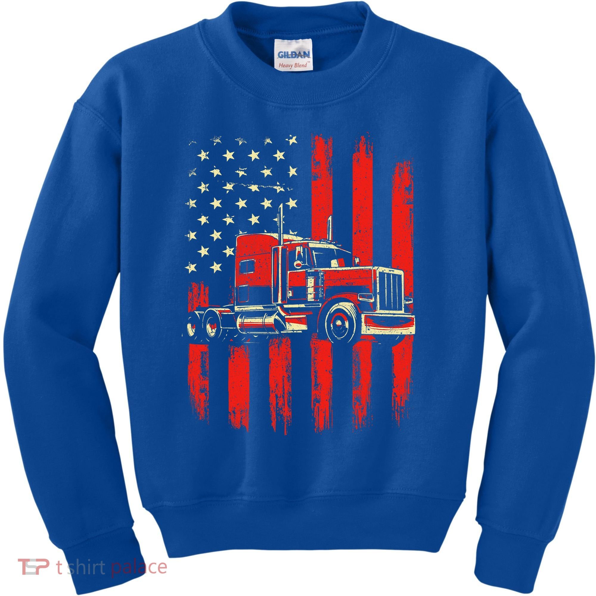 American Trucker Semi Truck Driver Trucking Kids Sweatshirt