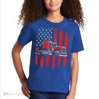 American Trucker Semi Truck Driver Trucking Kids T-Shirt thumb 2