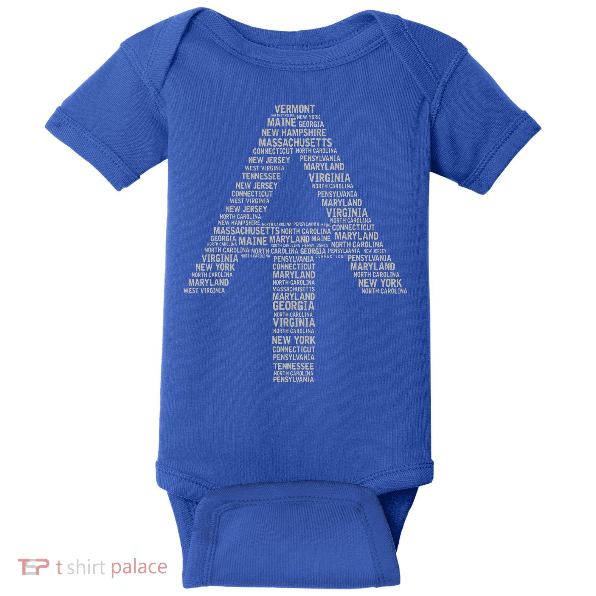 Appalachian Trail Symbol Word Cloud With Us Staates Baby Bodysuit