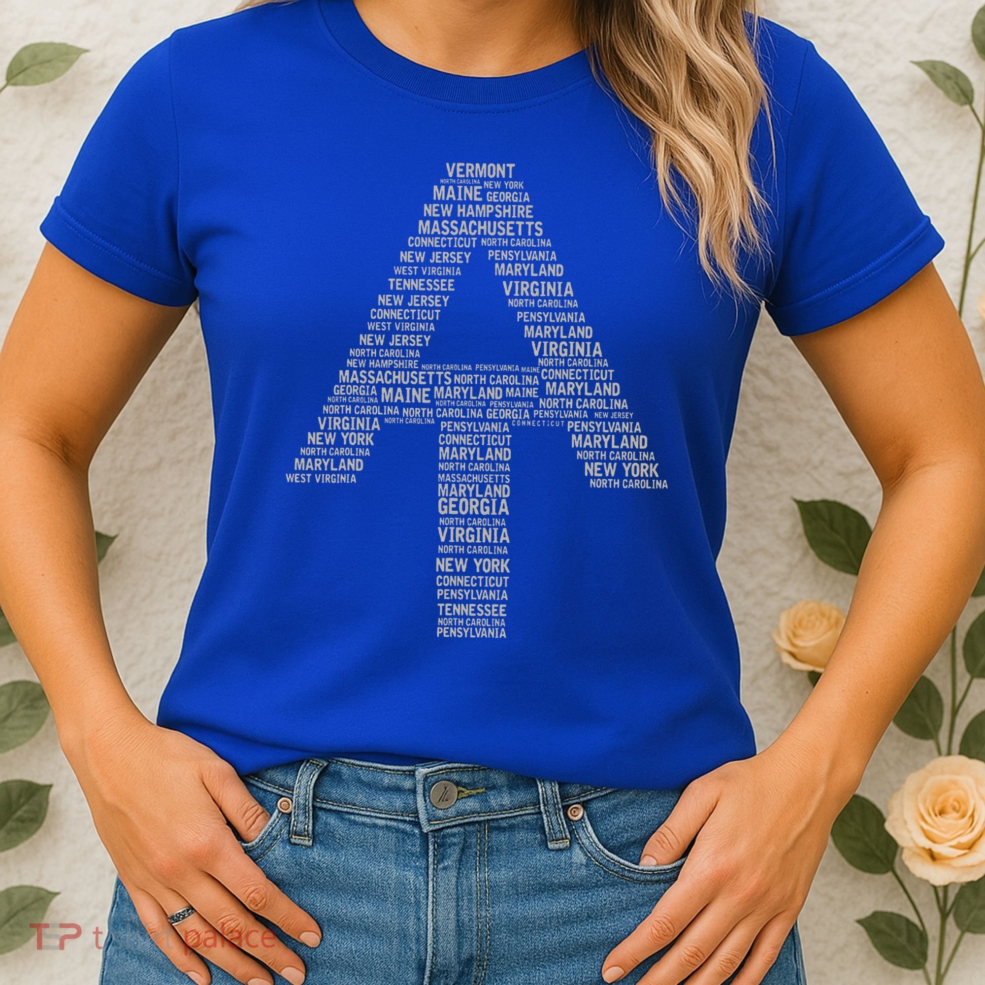 Appalachian Trail Symbol Word Cloud With Us Staates Women's T-Shirt