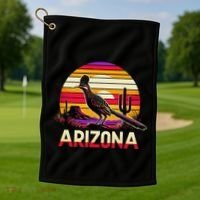 Arizona T State Of Arizona Cactus Arizona Roadrunner Golf Towel thumb 1