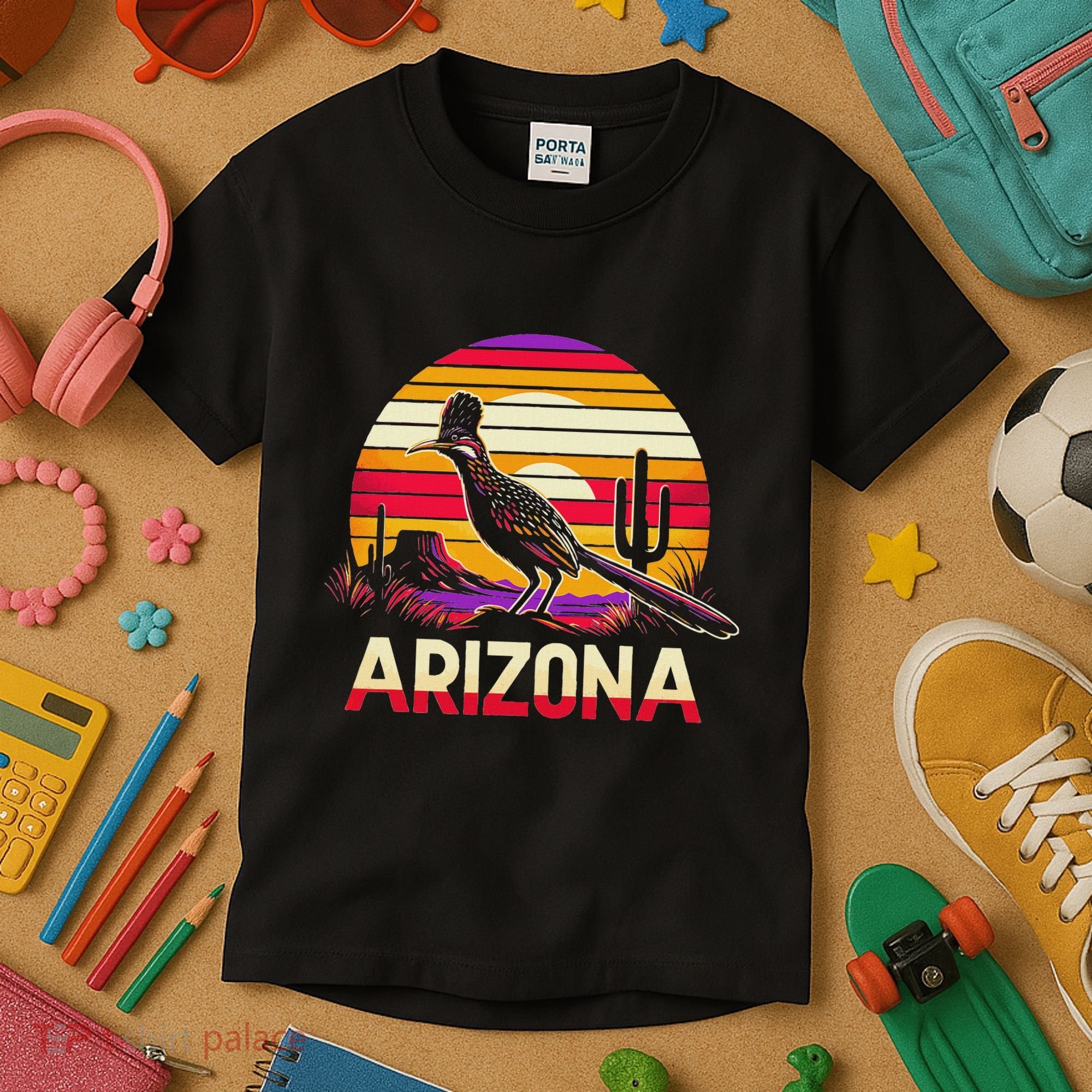 Arizona T State Of Arizona Cactus Arizona Roadrunner Kids T-Shirt