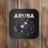 Aruba Travel Summer Vacation Aruban Turtle Tropical Island Coaster thumb 0