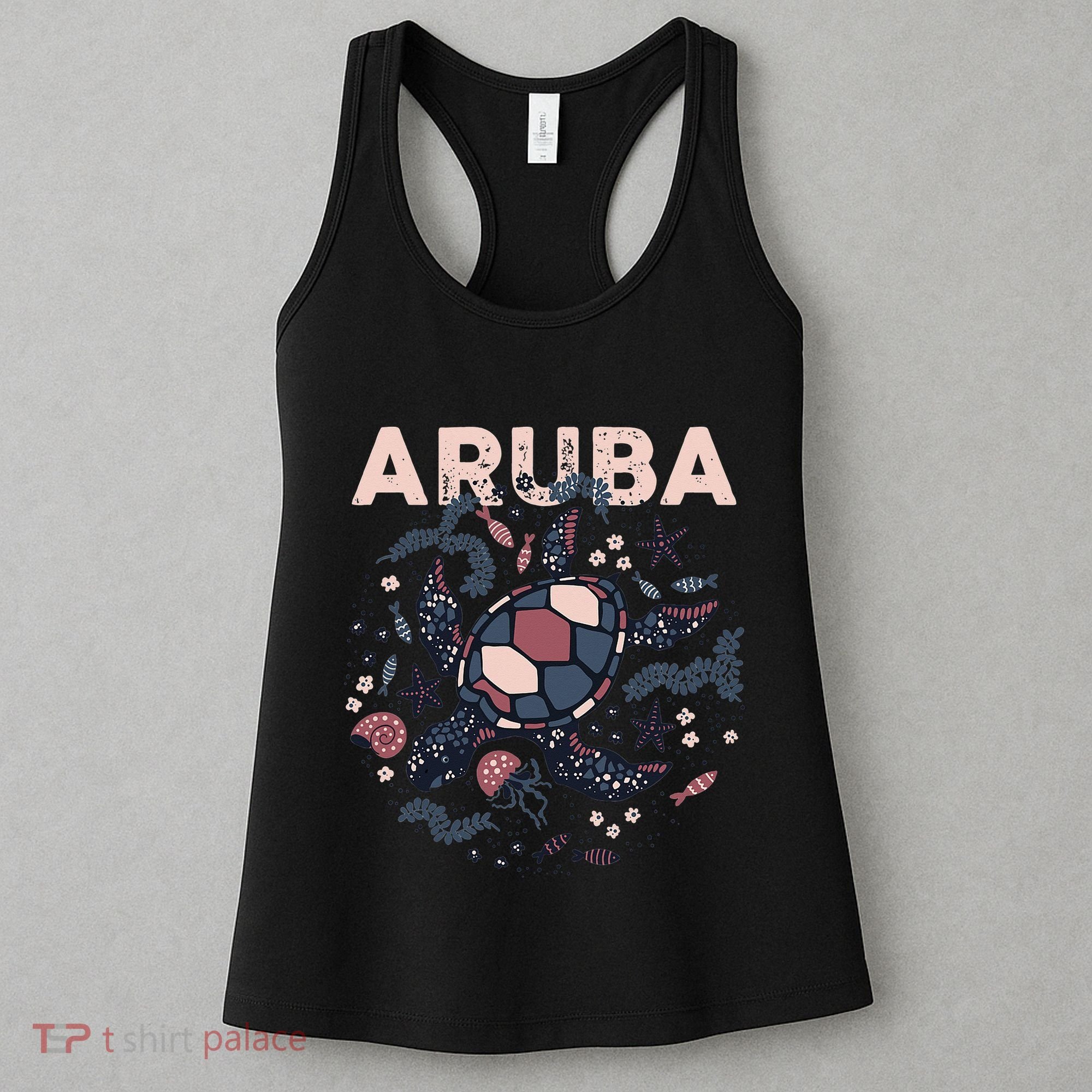 Aruba Travel Summer Vacation Aruban Turtle Tropical Island Women's Tank Top