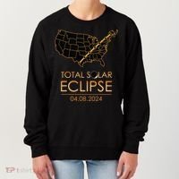 America Total Solar Eclipse April 8 2024 Usa Map Totality Women's Sweatshirt thumb 0