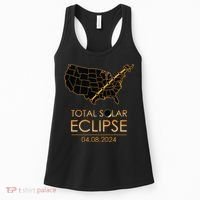 America Total Solar Eclipse April 8 2024 Usa Map Totality Women's Tank Top thumb 0