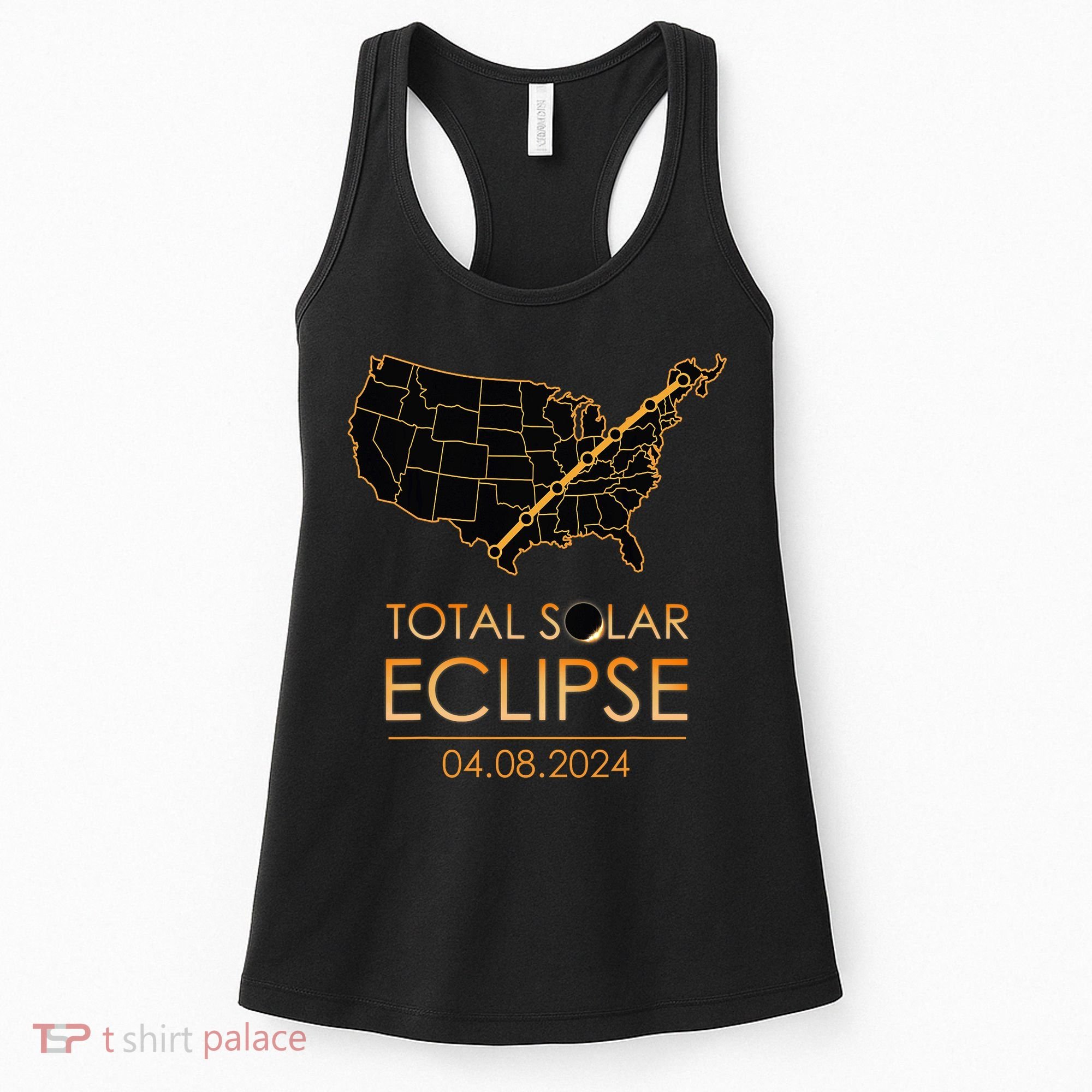 America Total Solar Eclipse April 8 2024 Usa Map Totality Women's Tank Top