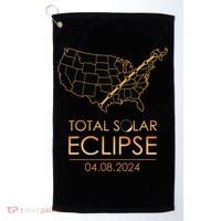 America Total Solar Eclipse April 8 2024 Usa Map Totality Golf Towel thumb 0
