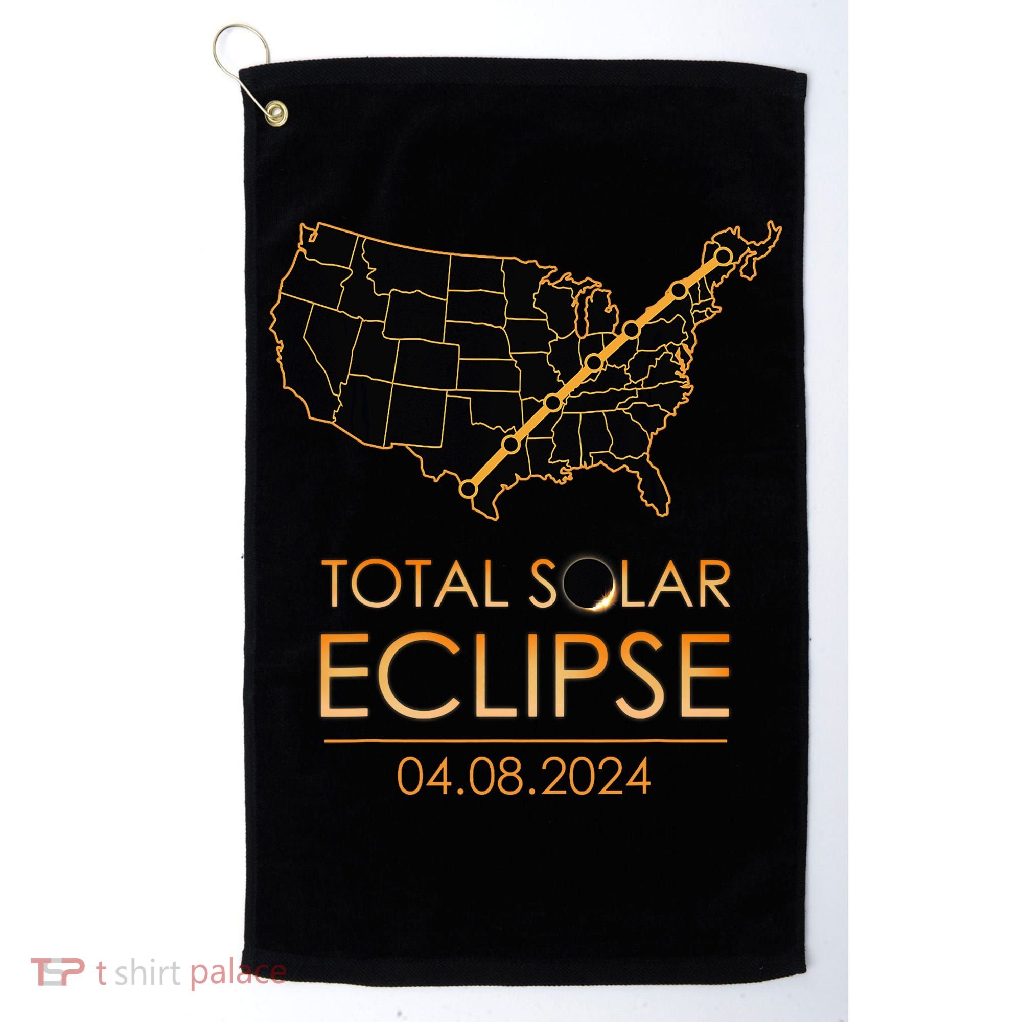 America Total Solar Eclipse April 8 2024 Usa Map Totality Golf Towel