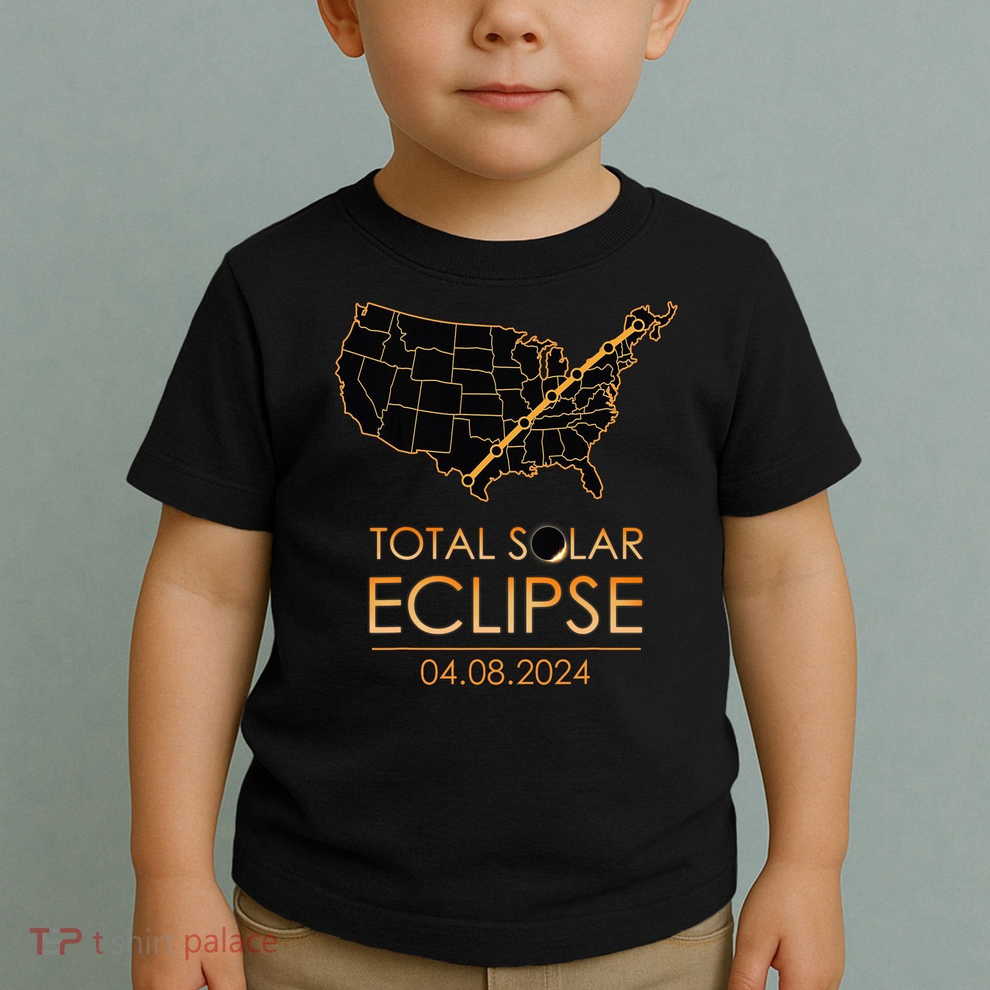 America Total Solar Eclipse April 8 2024 Usa Map Totality Toddler T-Shirt