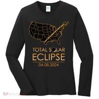 America Total Solar Eclipse April 8 2024 Usa Map Totality Women's Long Sleeve Shirt thumb 0