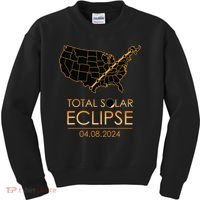 America Total Solar Eclipse April 8 2024 Usa Map Totality Kids Sweatshirt thumb 0