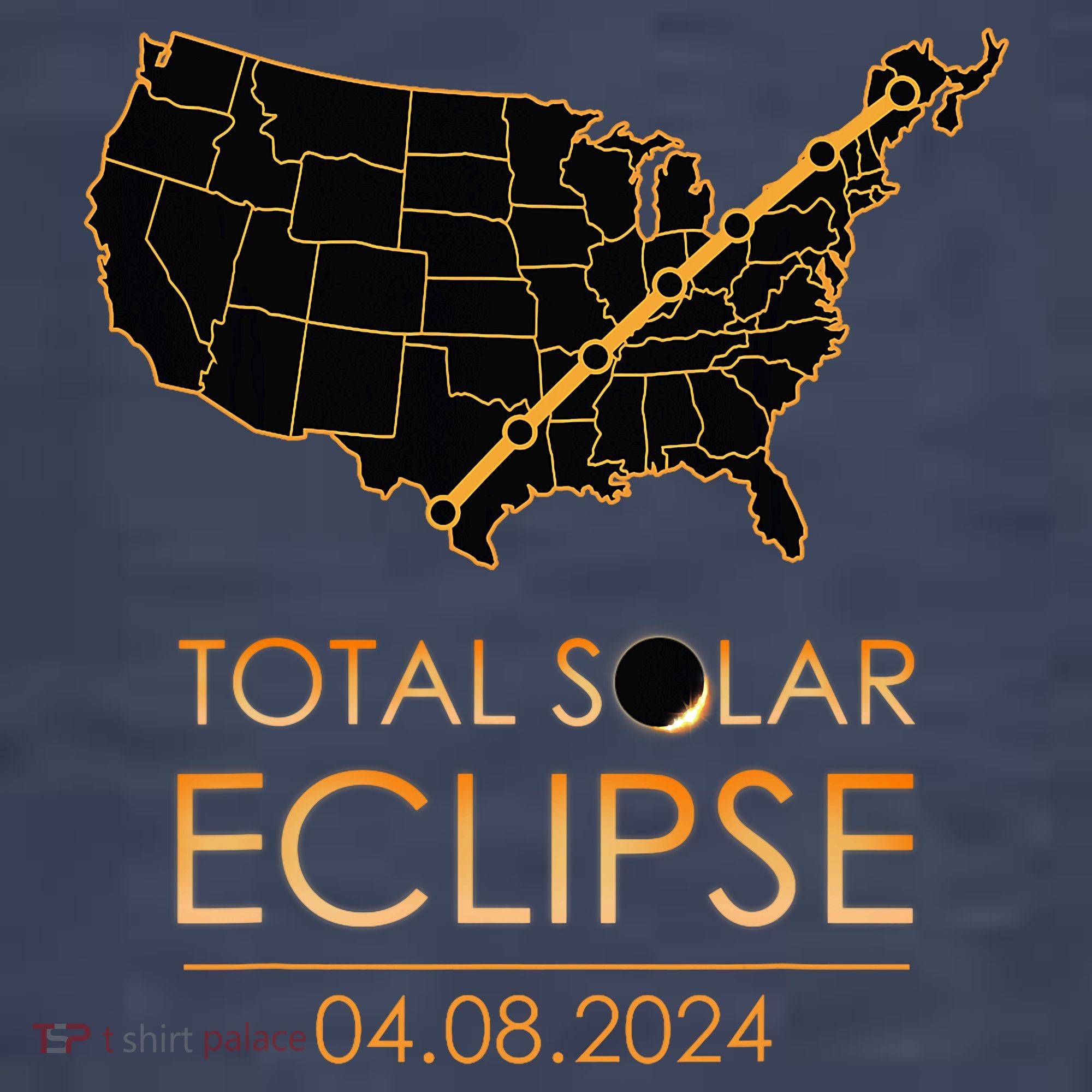America Total Solar Eclipse April 8 2024 Usa Map Totality T-Shirt