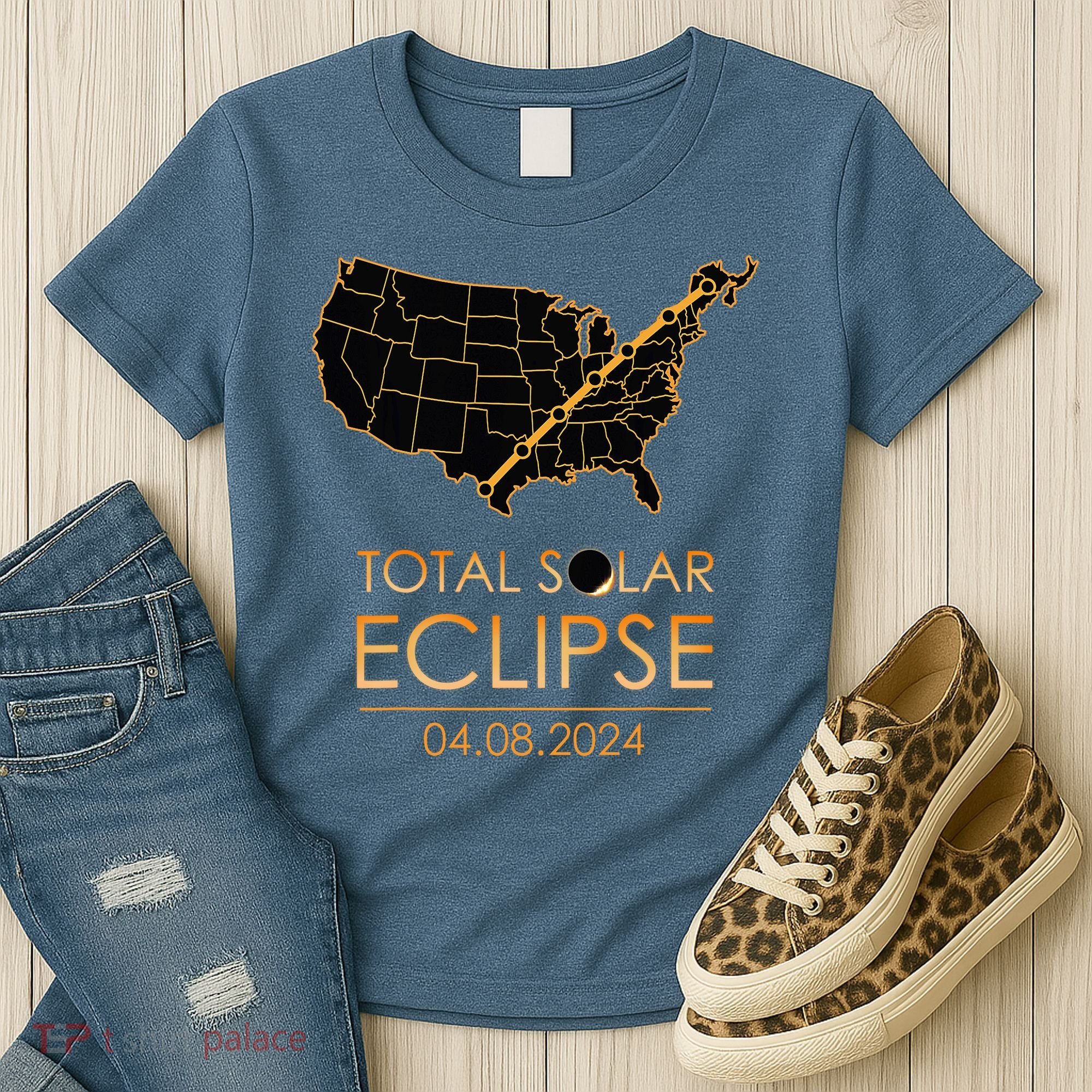 America Total Solar Eclipse April 8 2024 Usa Map Totality Women's T-Shirt