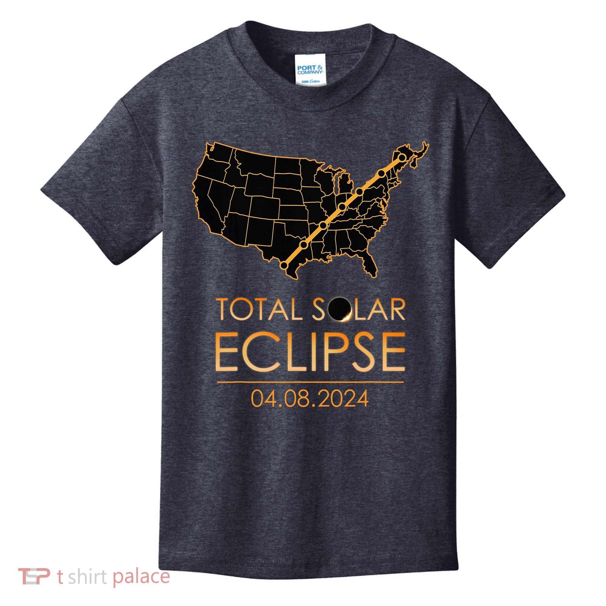 America Total Solar Eclipse April 8 2024 Usa Map Totality Kids T-Shirt