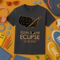 America Total Solar Eclipse April 8 2024 Usa Map Totality Kids T-Shirt thumb 3