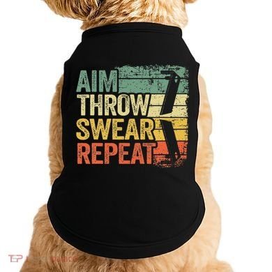Aim Throw Swear Repeat Vintage Bean Bag Toss Funny Cornhole Doggie Tank