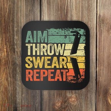 Aim Throw Swear Repeat Vintage Bean Bag Toss Funny Cornhole Coaster