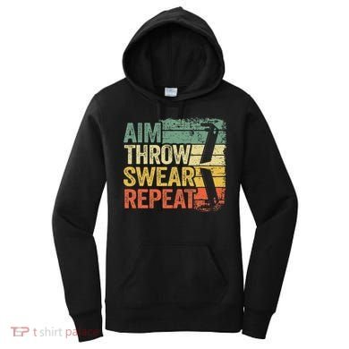 Aim Throw Swear Repeat Vintage Bean Bag Toss Funny Cornhole Women's Hoodie
