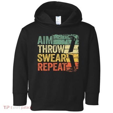Aim Throw Swear Repeat Vintage Bean Bag Toss Funny Cornhole Toddler Hoodie