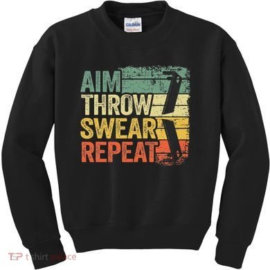 Aim Throw Swear Repeat Vintage Bean Bag Toss Funny Cornhole Kids Sweatshirt