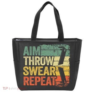 Aim Throw Swear Repeat Vintage Bean Bag Toss Funny Cornhole Bag