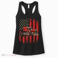 American Trucker Semi Truck Driver Trucking Big Rig Women's Tank Top thumb 0