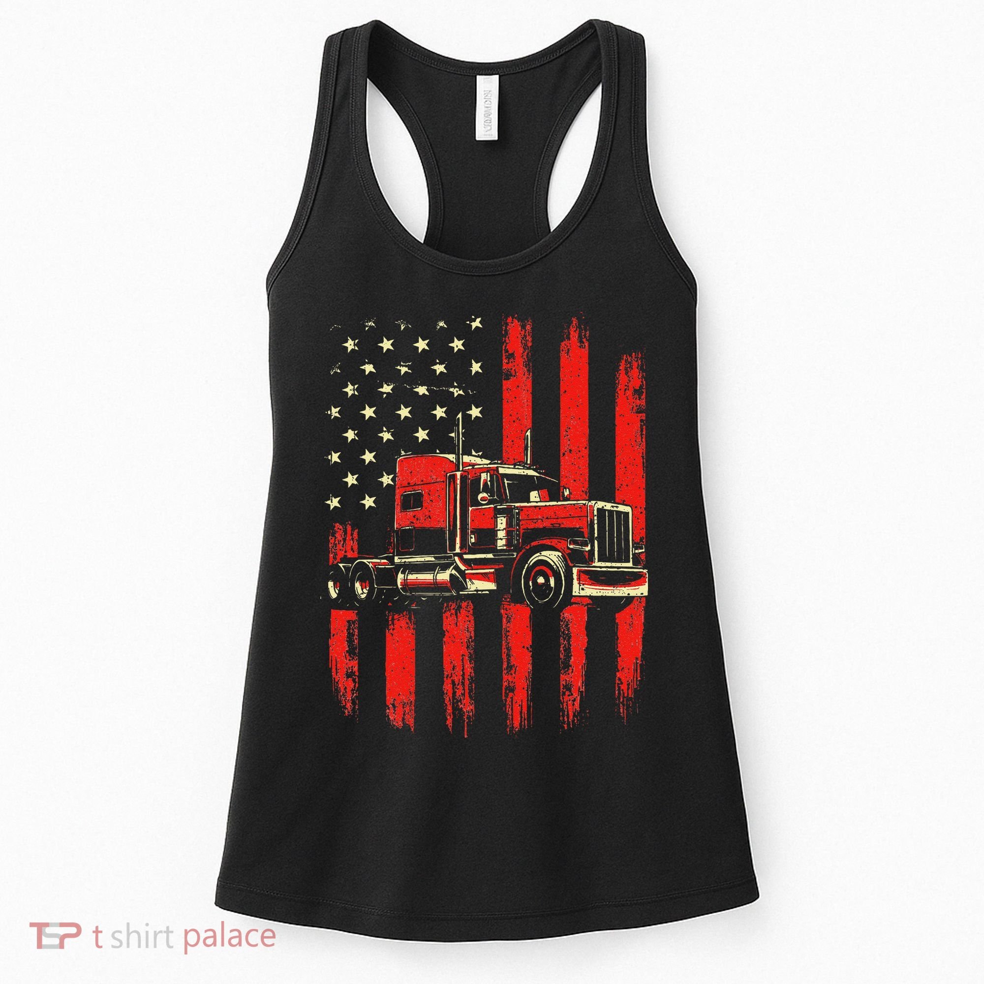 American Trucker Semi Truck Driver Trucking Big Rig Women's Tank Top