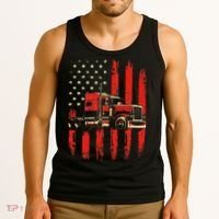 American Trucker Semi Truck Driver Trucking Big Rig Tank Top thumb 3