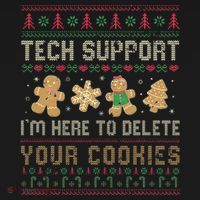Ateesdas Tech Support I'm Here to Delete Your Cookies xmas Ugly USA-Made Doggie Bandana thumb 2