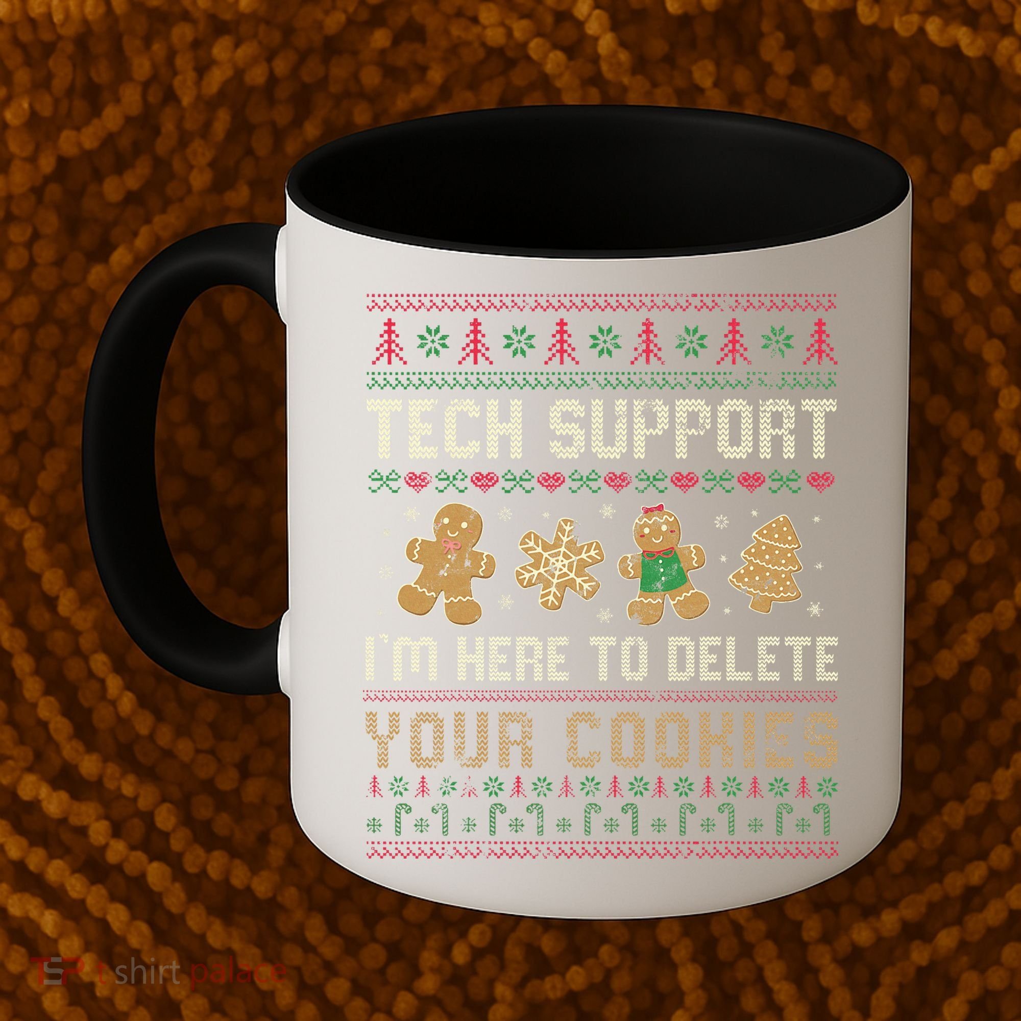 Ateesdas Tech Support I'm Here to Delete Your Cookies xmas Ugly Coffee Mug