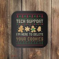 Ateesdas Tech Support I'm Here to Delete Your Cookies xmas Ugly Coaster thumb 0
