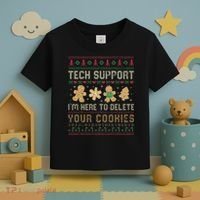 Ateesdas Tech Support I'm Here to Delete Your Cookies xmas Ugly Toddler T-Shirt thumb 3