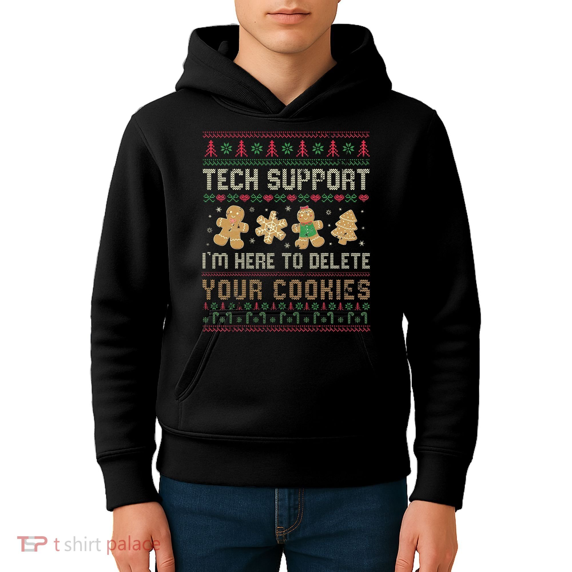 Ateesdas Tech Support I'm Here to Delete Your Cookies xmas Ugly Kids Hoodie