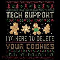 Ateesdas Tech Support I'm Here to Delete Your Cookies xmas Ugly Kids Hoodie thumb 5