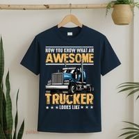 Awesome Trucker Semi Truck Driver 18 Wheeler Mechanic Funny T-Shirt thumb 2