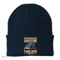 Awesome Trucker Semi Truck Driver 18 Wheeler Mechanic Funny Beanie thumb 0