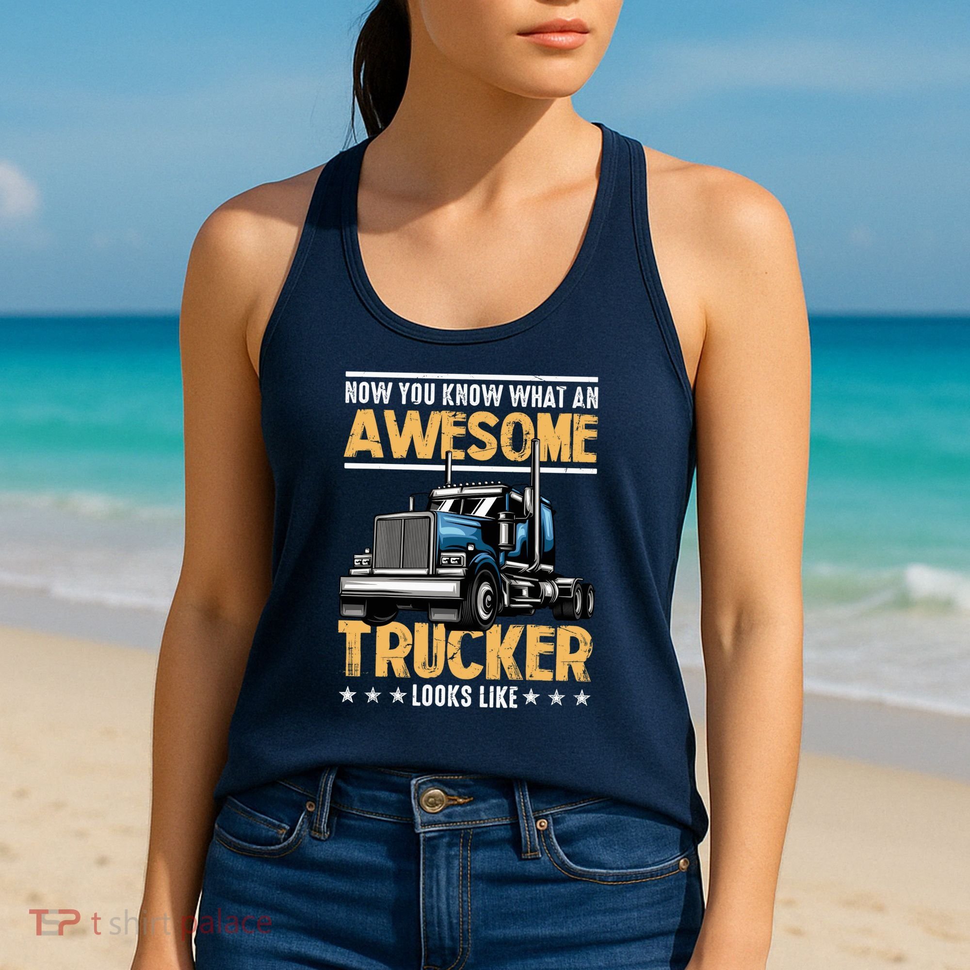 Awesome Trucker Semi Truck Driver 18 Wheeler Mechanic Funny Women's Tank Top