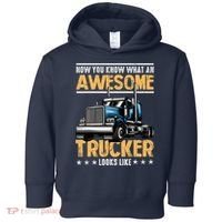 Awesome Trucker Semi Truck Driver 18 Wheeler Mechanic Funny Toddler Hoodie thumb 0