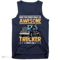 Awesome Trucker Semi Truck Driver 18 Wheeler Mechanic Funny Tank Top thumb 0