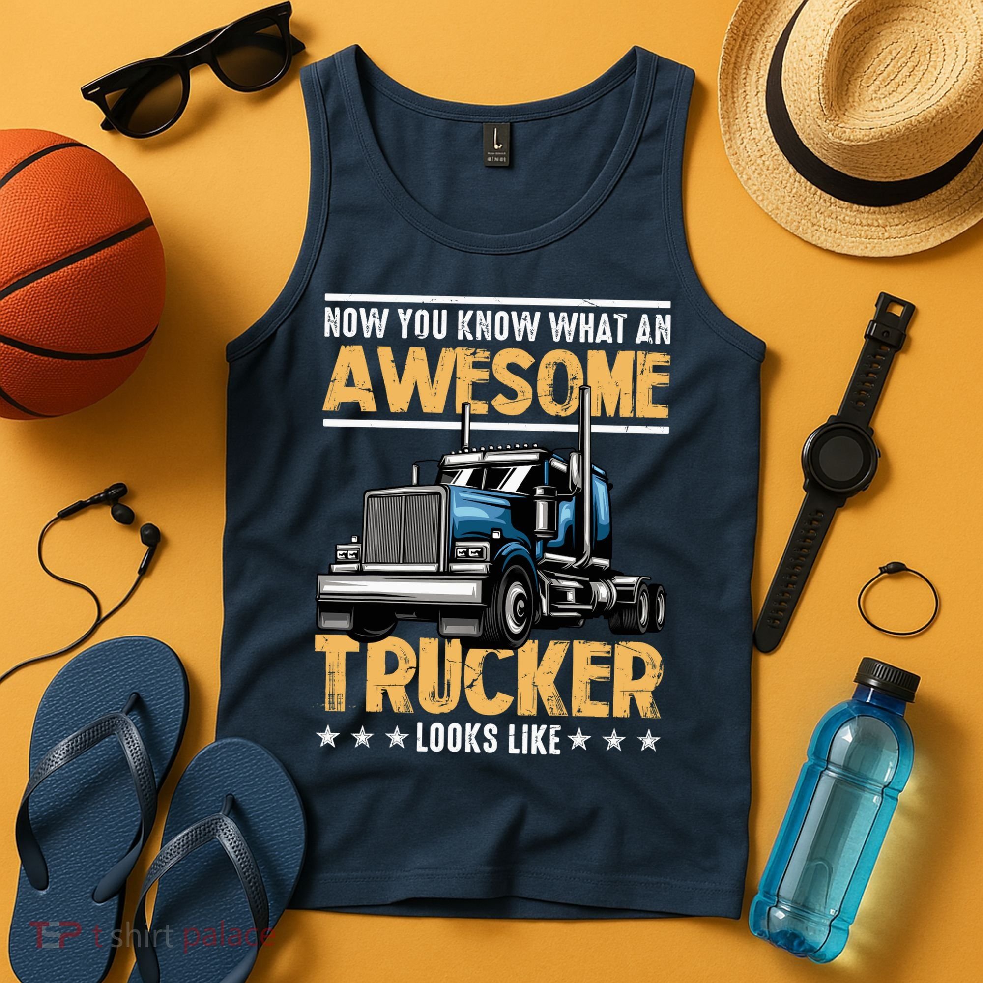 Awesome Trucker Semi Truck Driver 18 Wheeler Mechanic Funny Tank Top