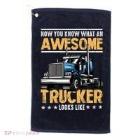 Awesome Trucker Semi Truck Driver 18 Wheeler Mechanic Funny Golf Towel thumb 0