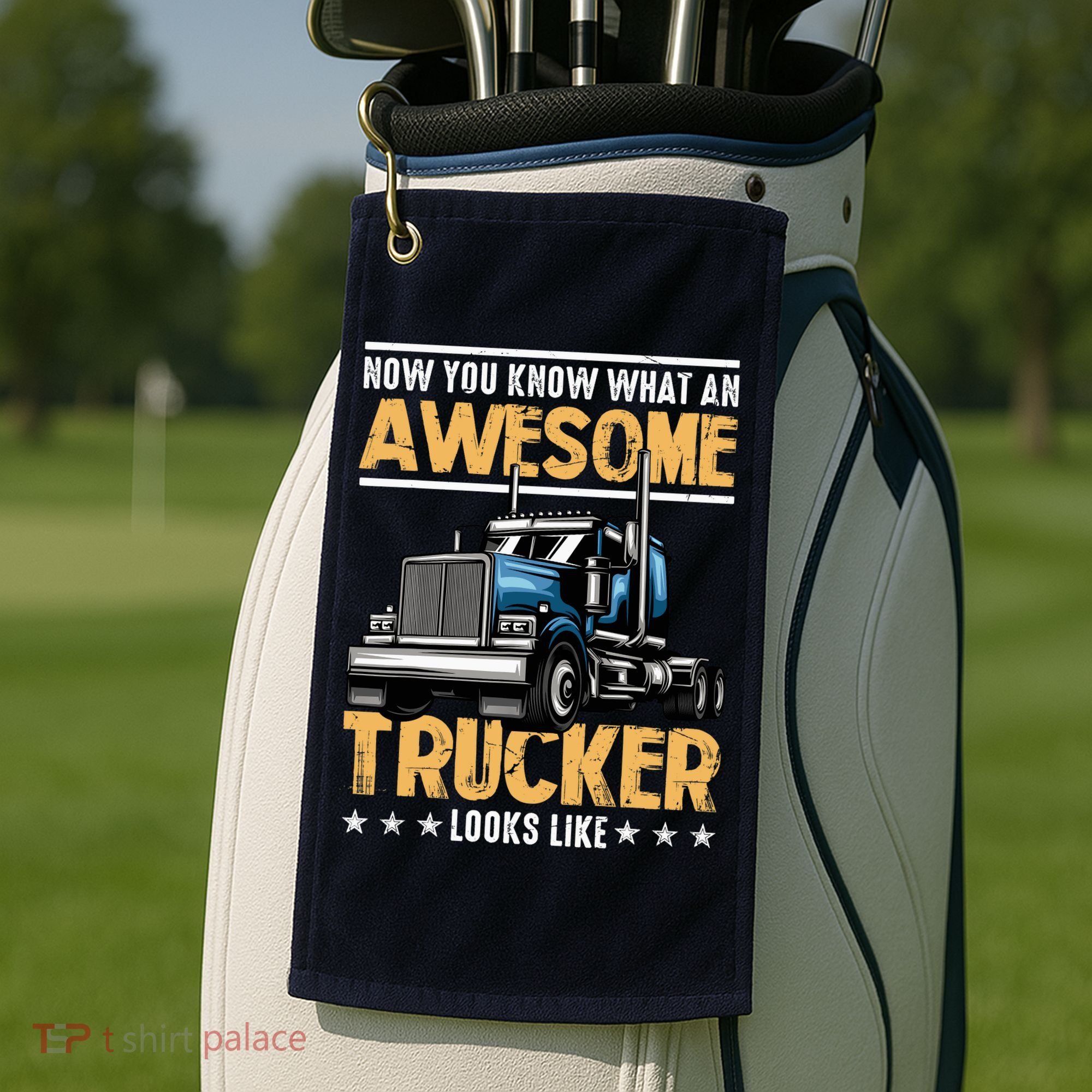 Awesome Trucker Semi Truck Driver 18 Wheeler Mechanic Funny Golf Towel