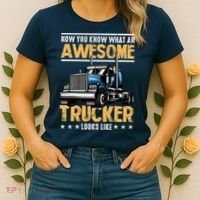 Awesome Trucker Semi Truck Driver 18 Wheeler Mechanic Funny Women's T-Shirt thumb 2