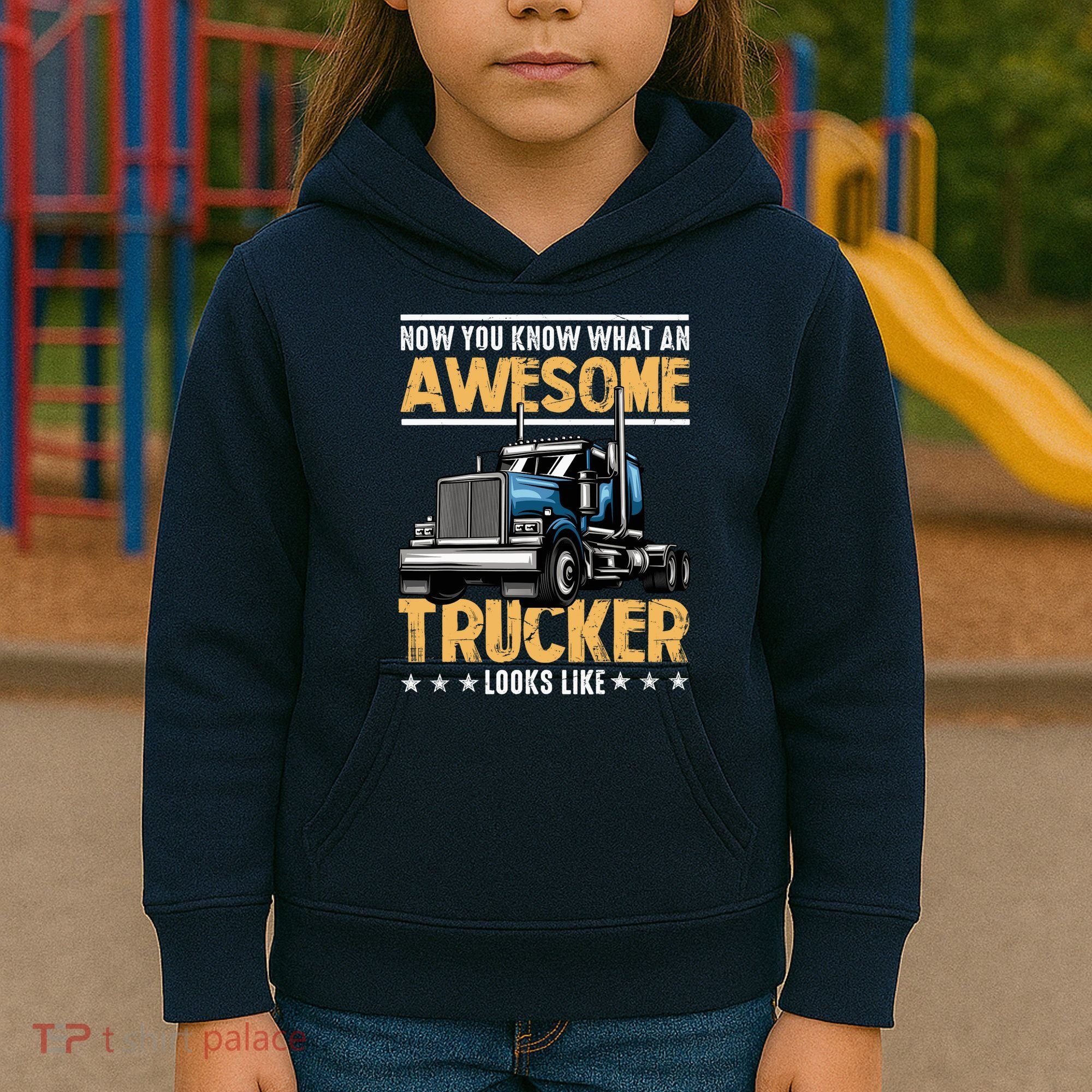 Awesome Trucker Semi Truck Driver 18 Wheeler Mechanic Funny Kids Hoodie