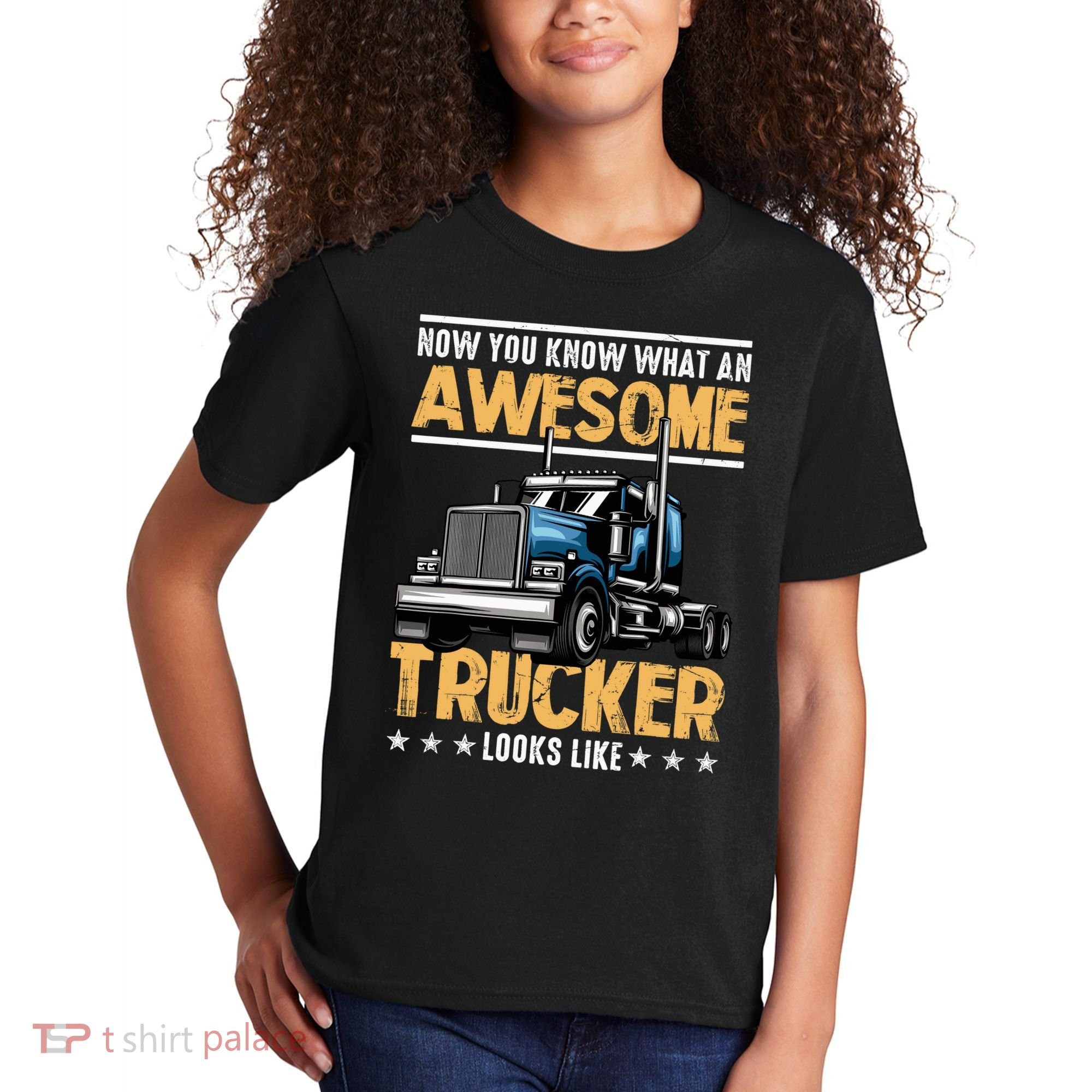 Awesome Trucker Semi Truck Driver 18 Wheeler Mechanic Funny Kids T-Shirt