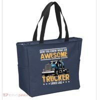 Awesome Trucker Semi Truck Driver 18 Wheeler Mechanic Funny Tote Bag thumb 2