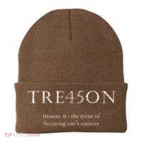 Antitrump Treason Tre45on Distressed Impeach Beanie thumb 0