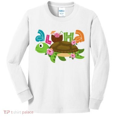 Aloha Tropical Turtle Vacation Kids Long Sleeve Shirt